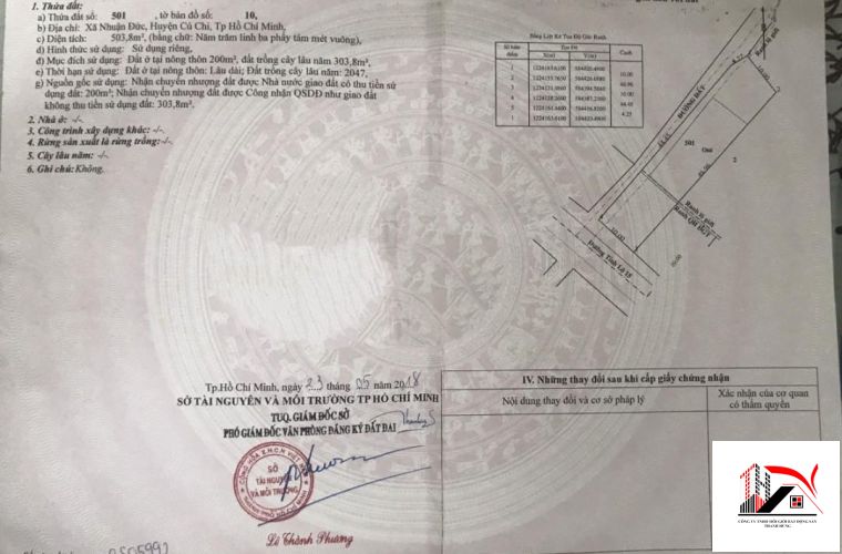 ĐẤT NỀN XÃ NHUẬN ĐỨC DIỆN TÍCH 503.8 M2 GIÁ 4 TỶ