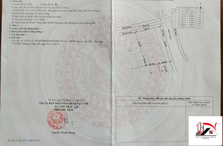 Bán đất tại Xã An Phú, Củ Chi, Hồ Chí Minh, giá tốt chỉ với 2 tỷ, 1317.1 m2