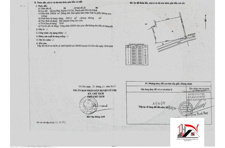 ĐẤT NỀN XÃ AN PHÚ DIỆN TÍCH 2503 m2 GIÁ 5 TỶ