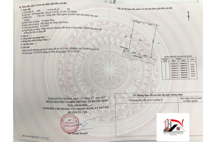 ĐẤT NỀN XÃ NHUẬN ĐỨC DIỆN TÍCH 1301 m2 GIÁ 4.6 TỶ